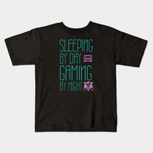 Sleeping by day gaming by night Kids T-Shirt